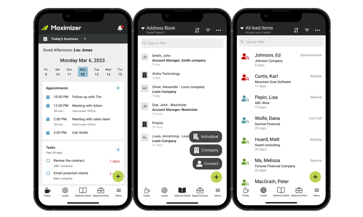 screenshot of Maximizer CRM